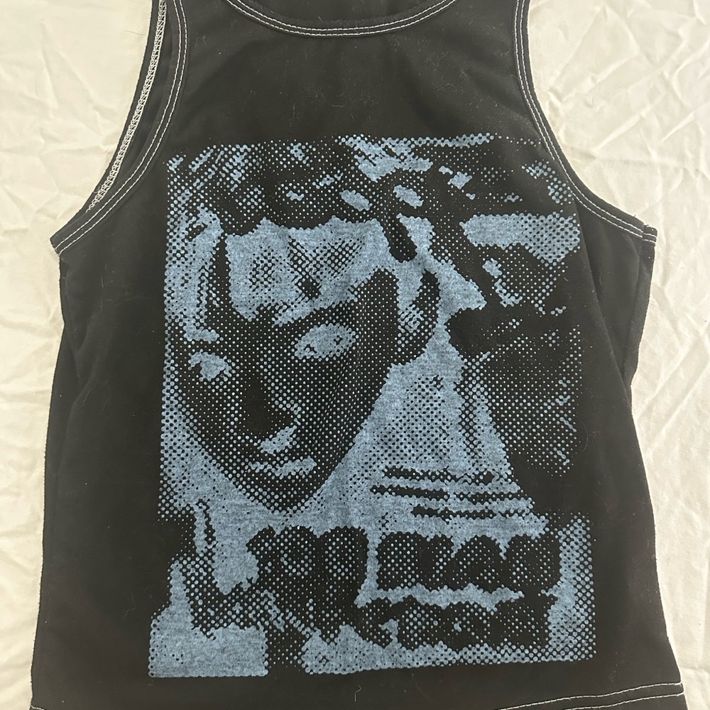 Black and Blue Graphic Tank Top